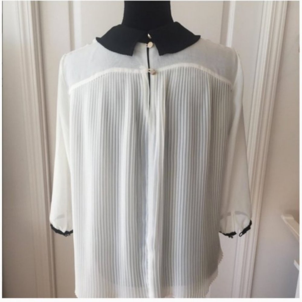Ted Baker Jenya white black Blouse top 2 nwot - Picture 5 of 7